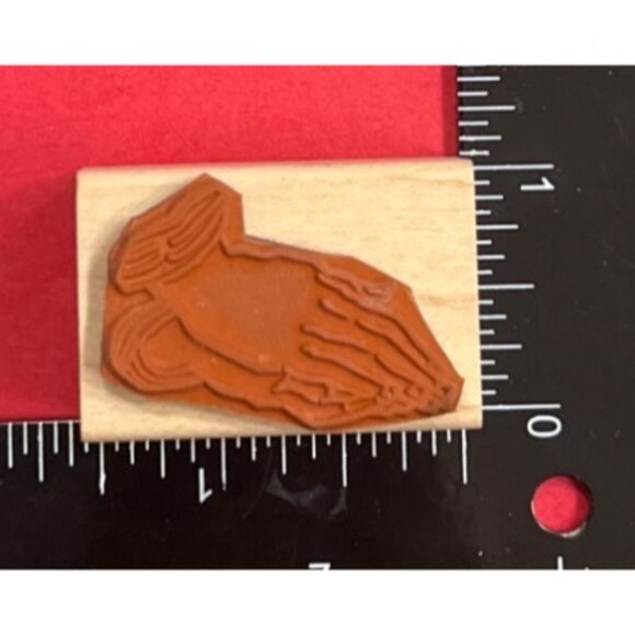Praying Hands Wood Rubber Stamp Small Illustration For Crafting & Scrapbooking - Picture 2 of 4